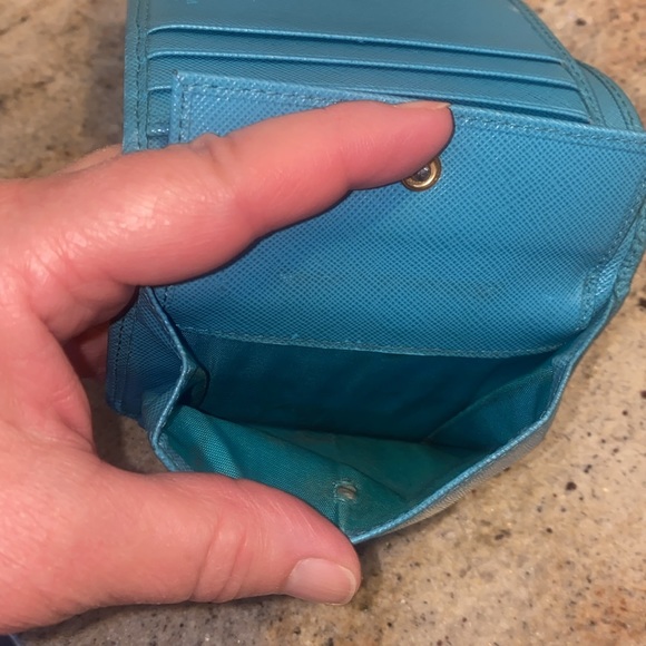 Prada Saffiano Leather Tri-fold Turchese Wallet - Picture 11 of 13